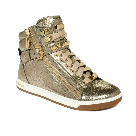 michael kors gold studded high tops|Michael Kors wedge sneakers.